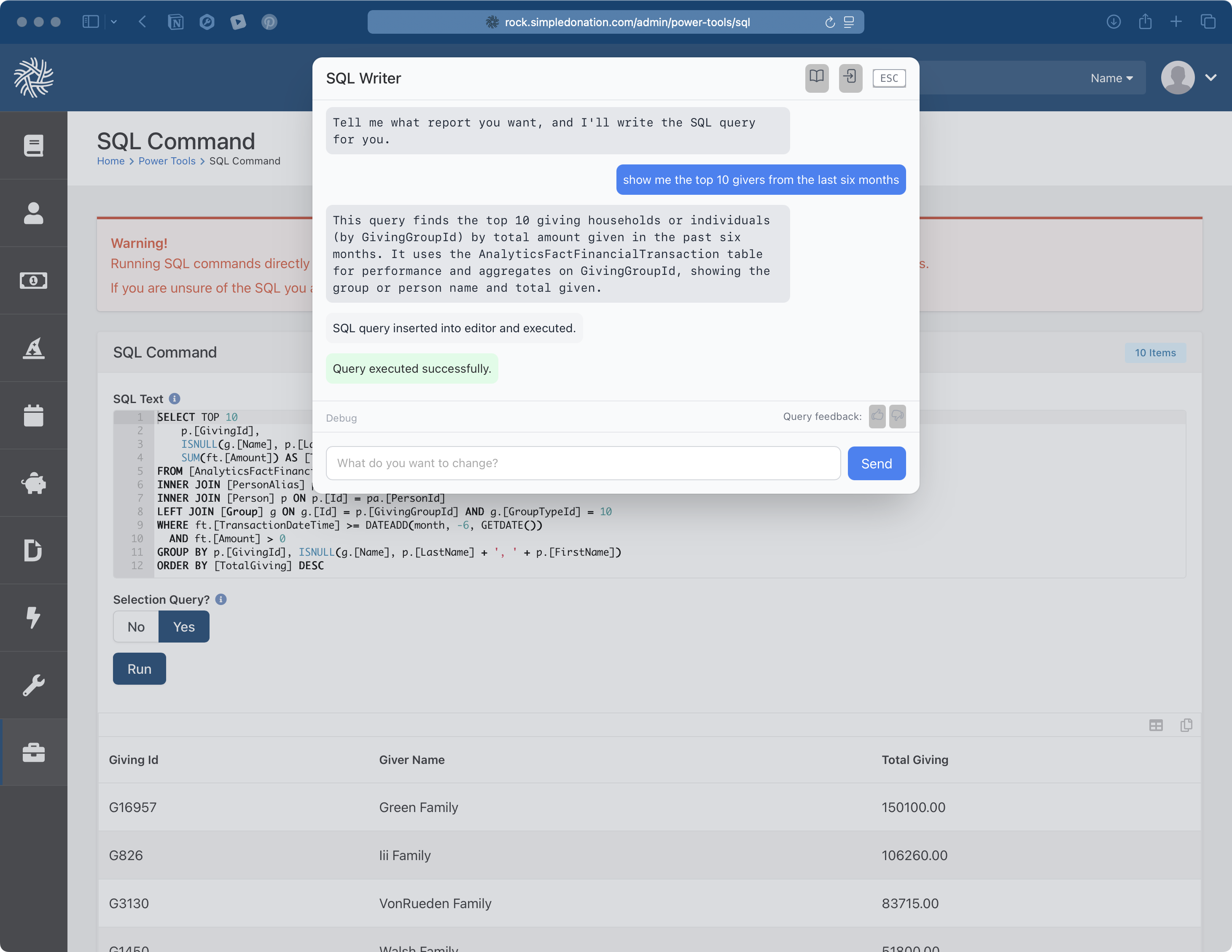 SQL Writer screenshot